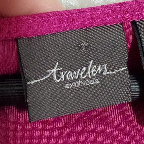 Chicos Travelers Women Slinky Tunic Top Size 3 US XL Pink Stretch Cruise Evening - Picture 5 of 14